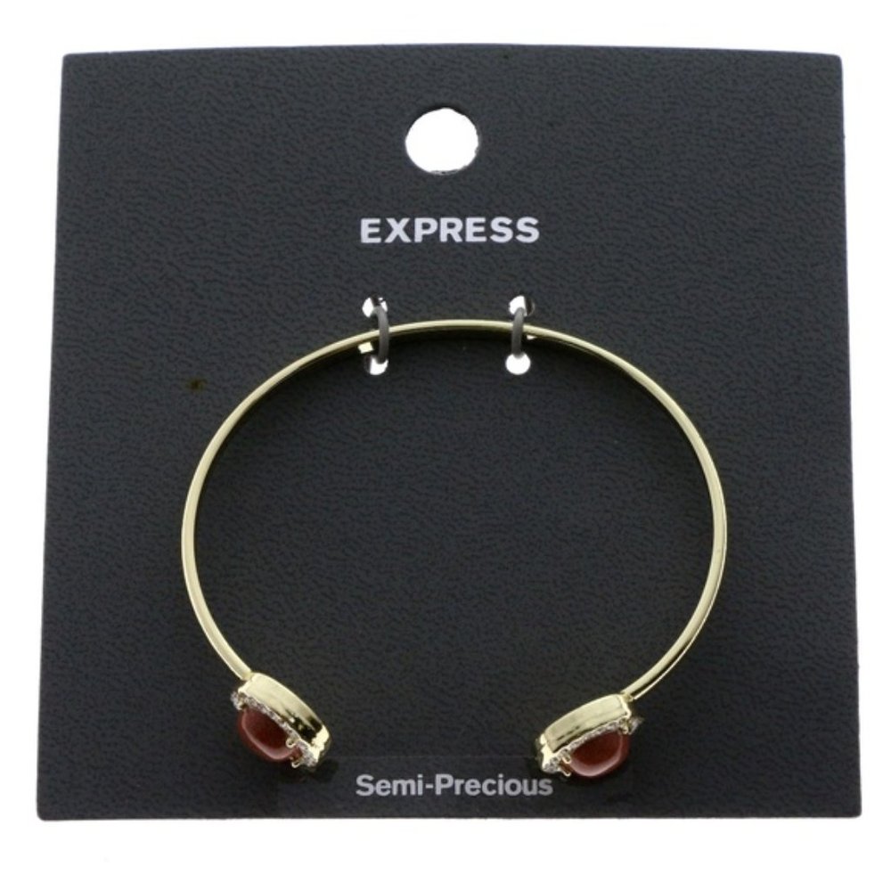 Express gold open C crystal w/red stones bracelet